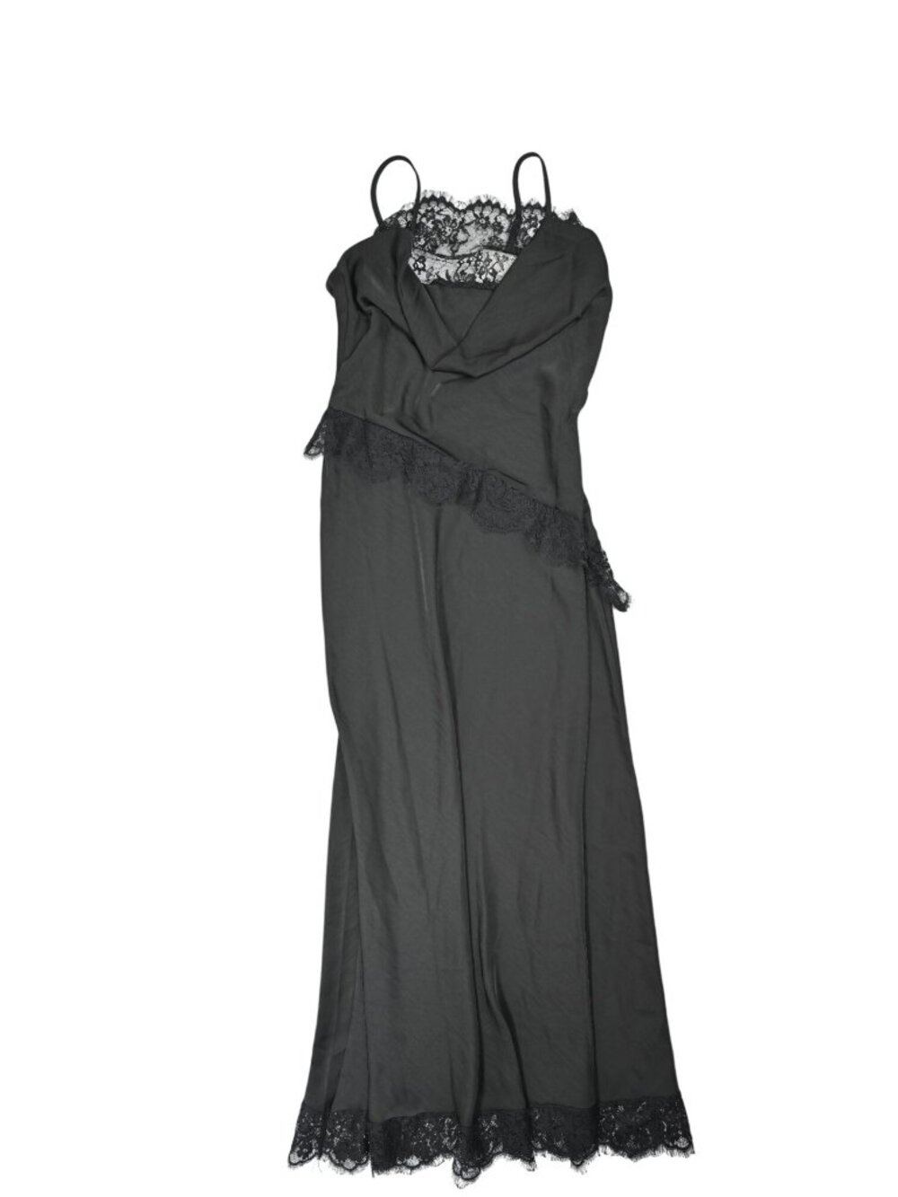 Hello Molly Charm Society Satin Lace Maxi Dress in Black